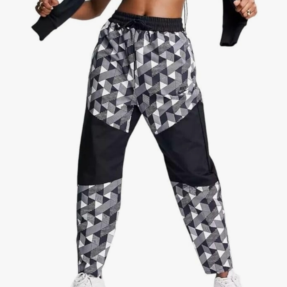 Nike Black and Gray Geometric Track Pants